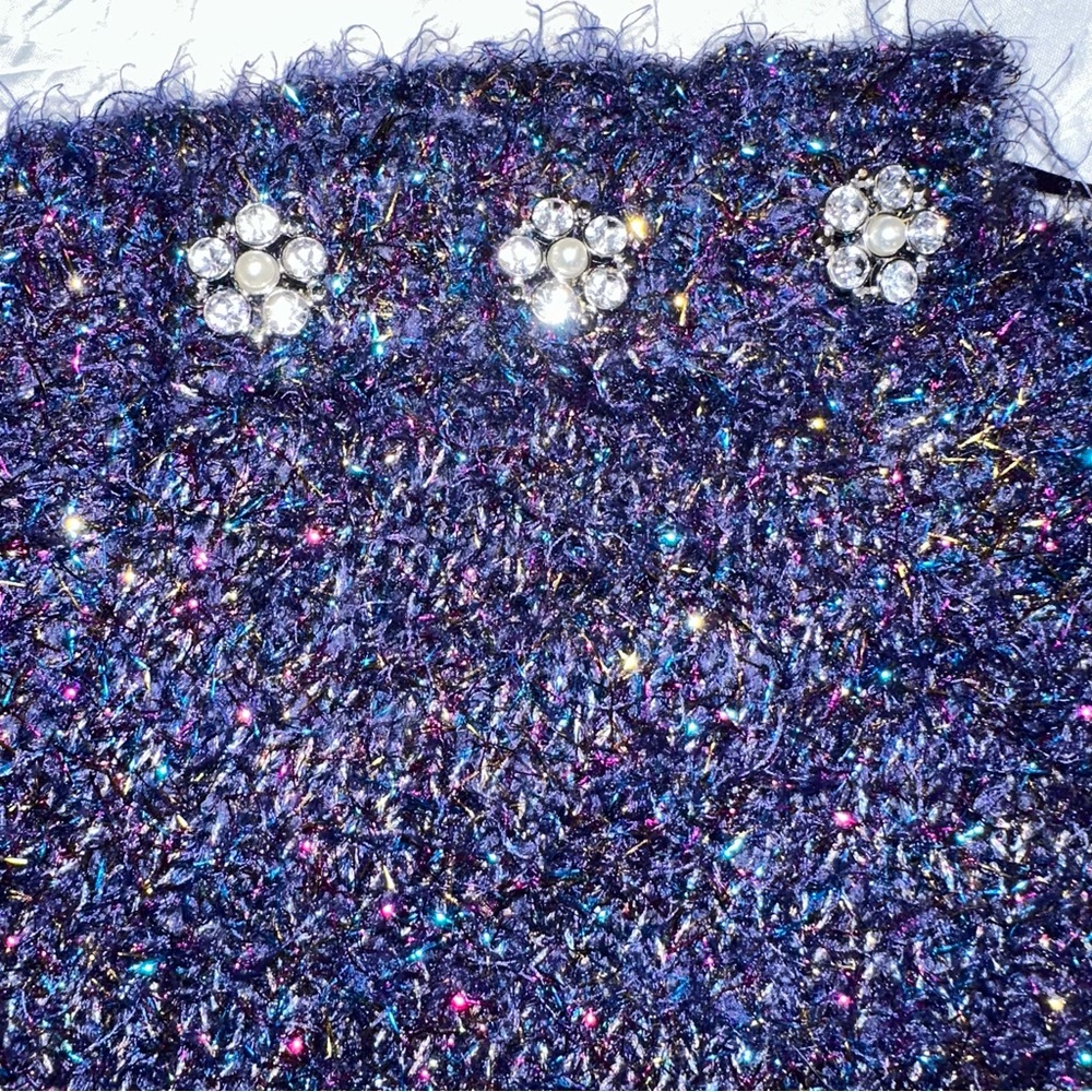 NWT LANE BRYANT Multicolor Metallic Sweater with Sparkly Buttons - 18/20 - Picture 3 of 5